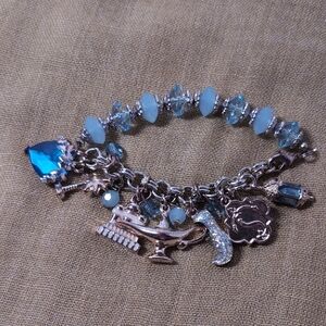 Elegant Silver and Blue Charm Bracelet